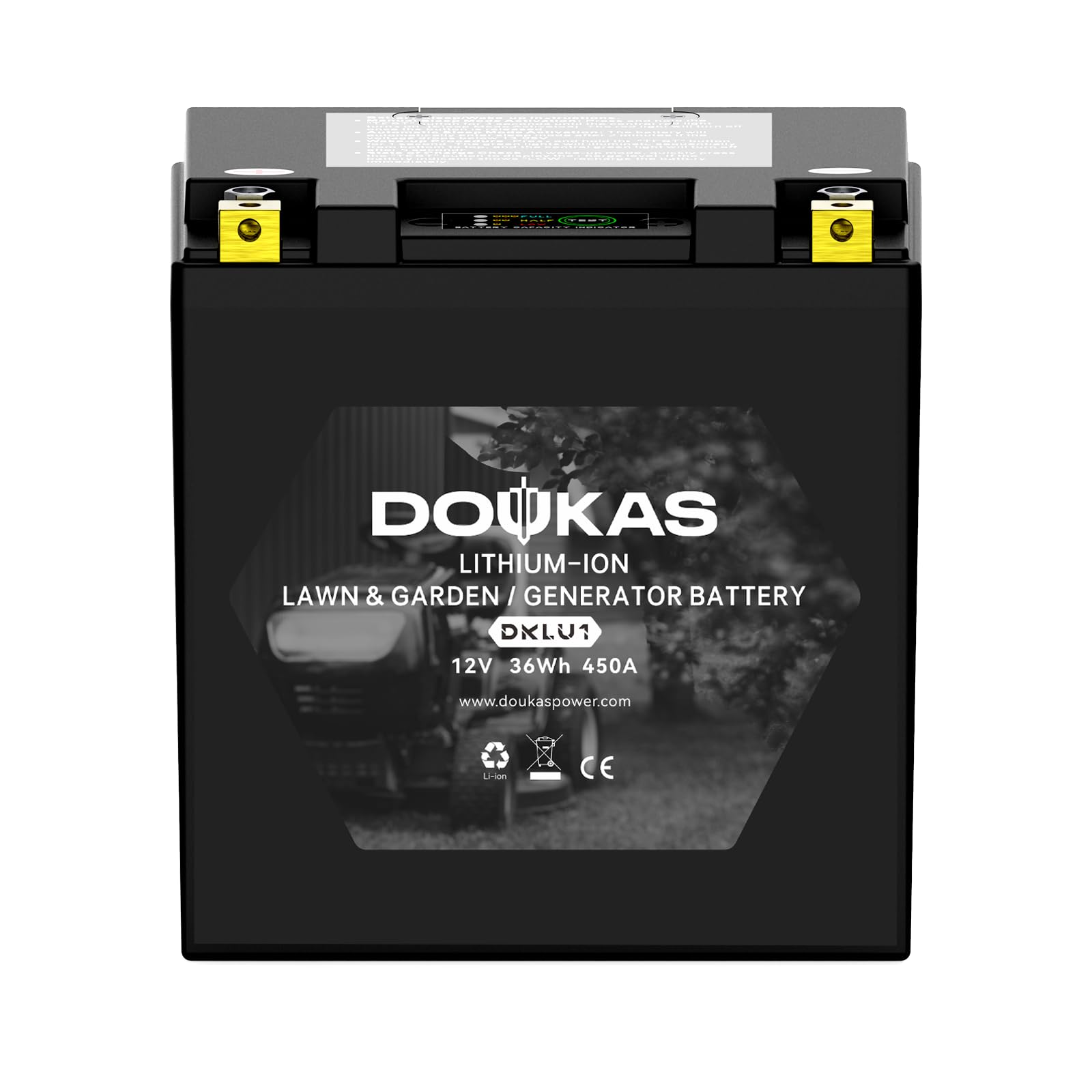 DOUKAS DKLU1 Lithium LiFePO4 Lawn Mower Battery, 12V 3Ah 450CCA Generators, Garden Tractor Starting Battery, Compatible with Craftsman, John Deere, Cub Cadet, Husqvarna, Ariens, Troy-Bilt, Toro