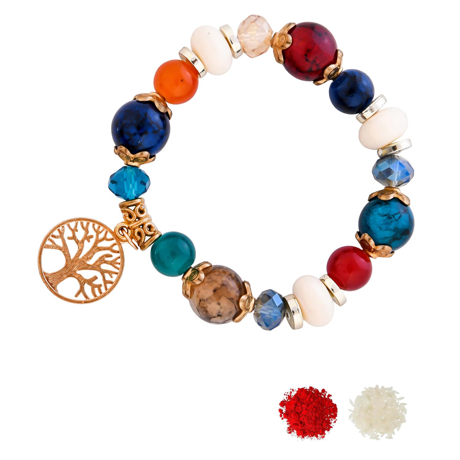 Tree Of Life Coloured Beads Slip-On Bracelet Rakhi For Sister|Rakhi For Friends|Rakshabandhan Special-image-43