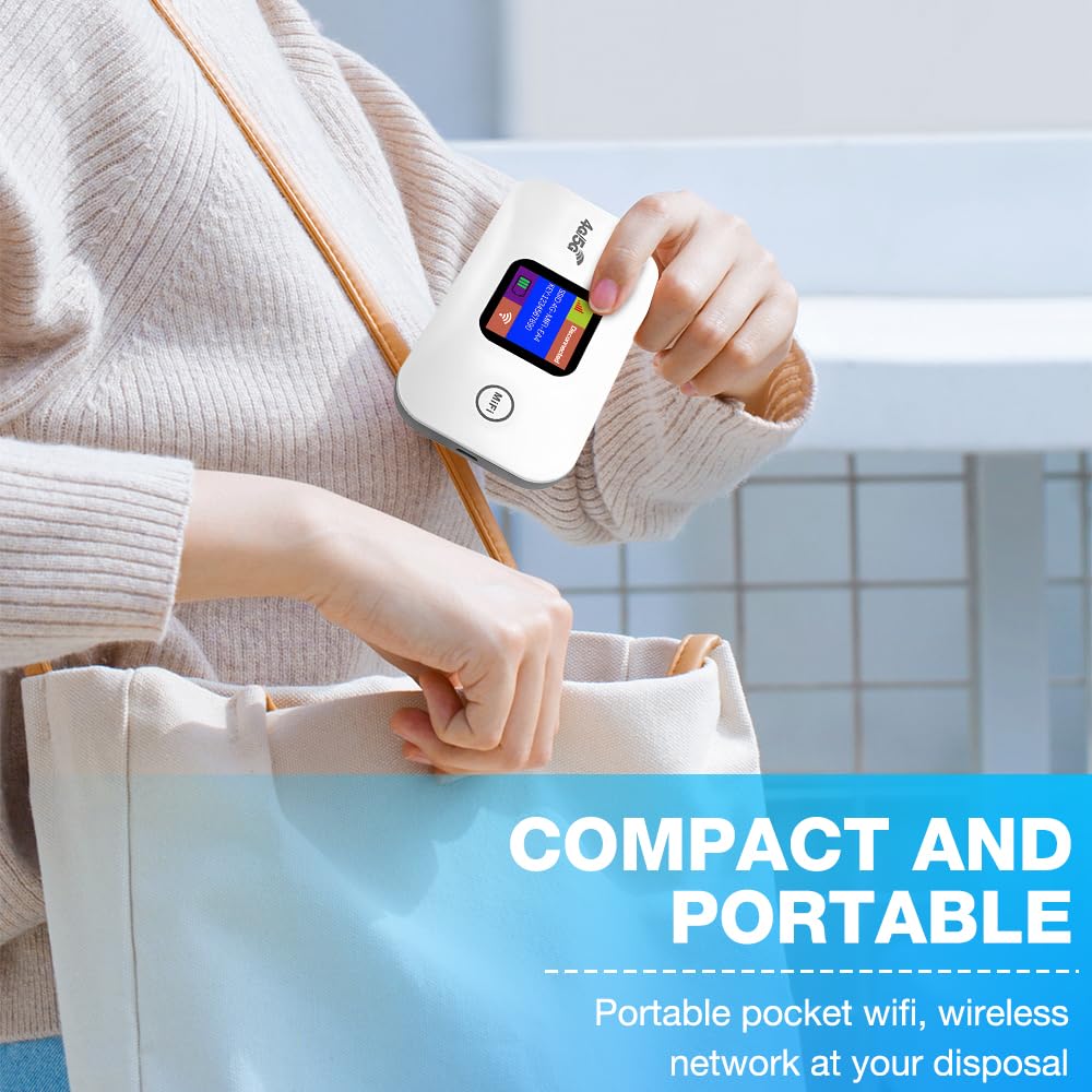 WiFi Portatile, NAVESO Router WiFi, Router 4g, Saponetta WiFi, 300 Mbps Router Portatile, Pocket WiFi, Hotspot Portatile con Slot per Scheda SIM e Schermo LED a Colori, Collega Fino a 10 Dispositivi