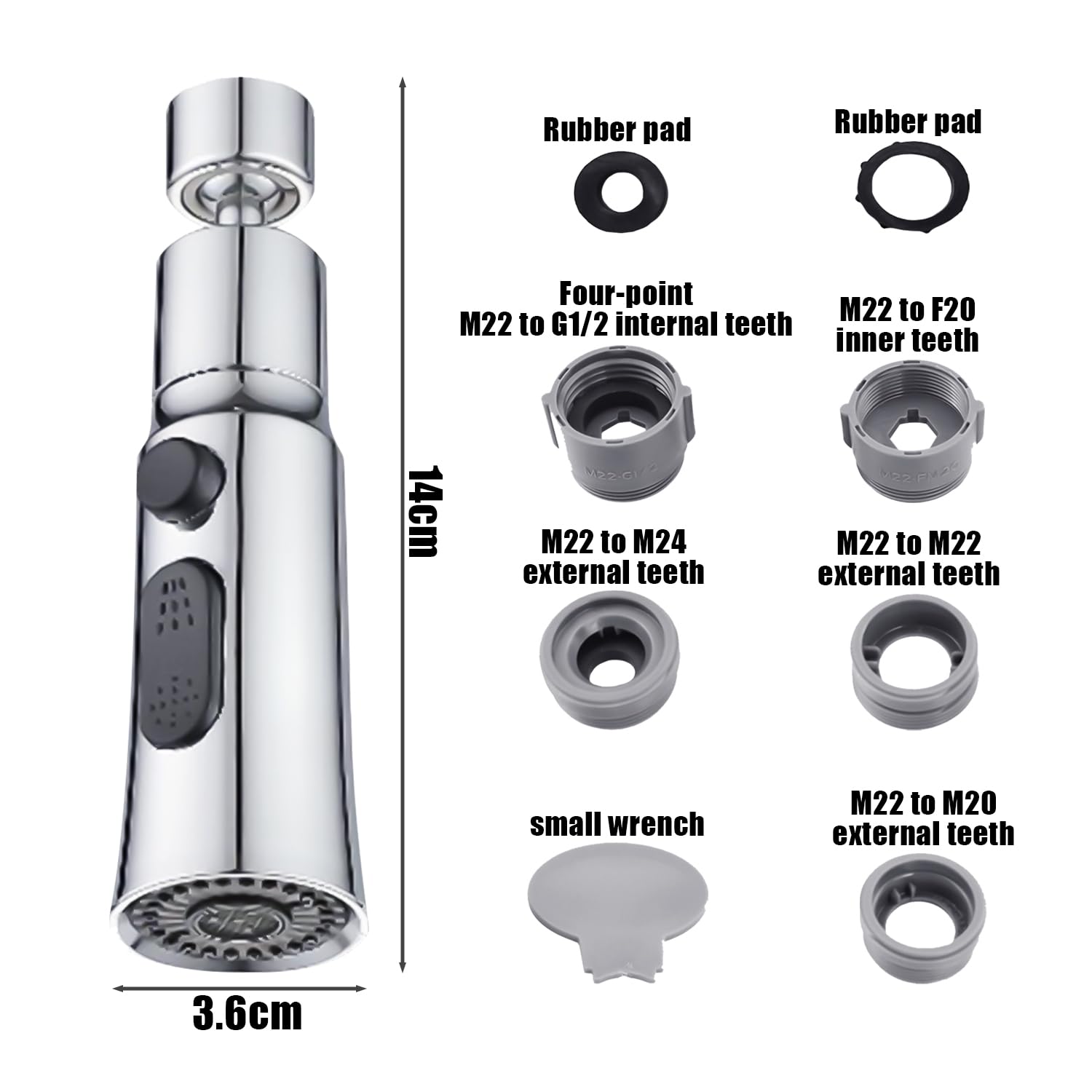1 prolunga per rubinetto, con 1 set di adattatori, testa spruzzatore per rubinetto, adattatore per rubinetto, paraspruzzi per rubinetto, accessori per rubinetto, accessori rotanti, adatto per