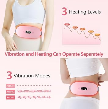 LISACOOL Portable Cordless Heating Pad,Period Cramps,Gifts for Mom,Pink