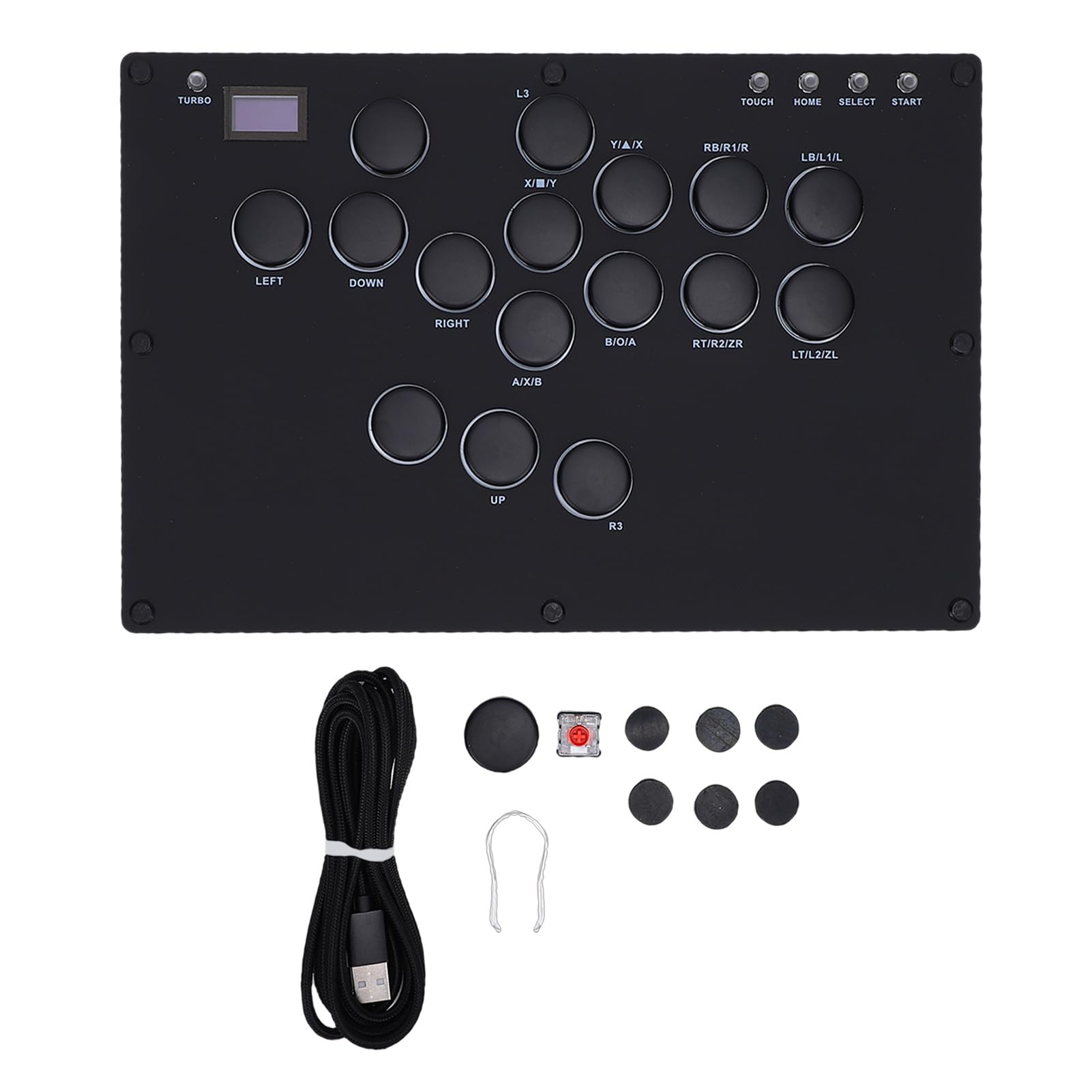 Diyeeni Arcades Fight Stick, Game Fighting Joystick PC con Luz RGB, Intercambiable en Caliente, Controlador sin Palanca de 5 Modos para SteamDeck para ROG ALL para para Android para