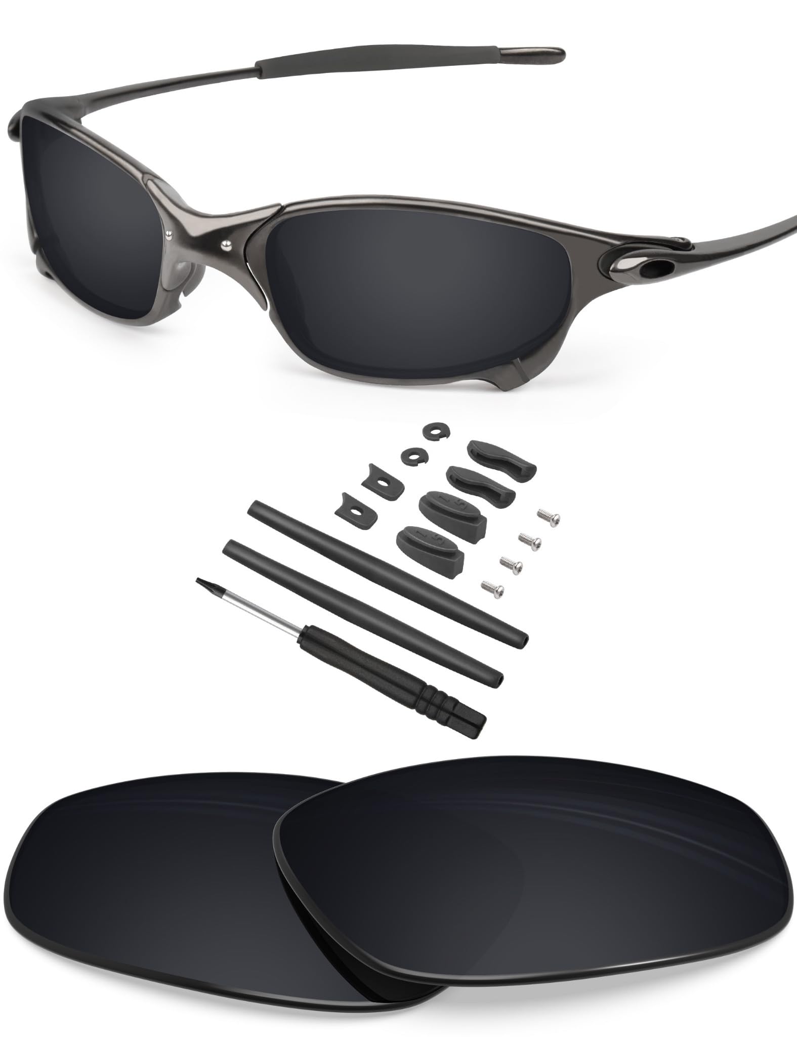 Blazerbuck Men's Black Polarized - [Polycarbonate Ar Coated] Polycarbonate Polarized Replacet Lenses & Sock Kit For Oakley Juliet - Black Ar Coated