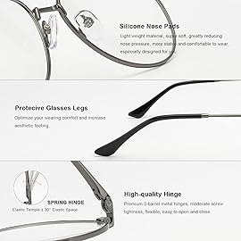 RB.Pilot Blue Light Aviator Reading Glasses for men Women Metal Frame Spring Temple