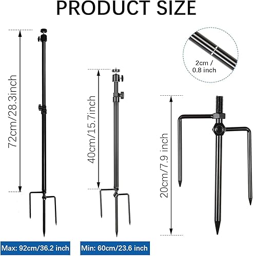Miniatura 4 de Soporte para cámara de sendero, altura ajustable (15.7-28.3 pulgadas) y estaca giratoria de 360, base de modo dual para poste de suelo suaveduro,