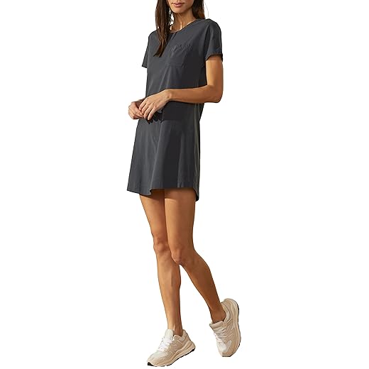 UpWest Womens Perfect Pocket T Shirt Dress- Org Ctn, Soot, Small