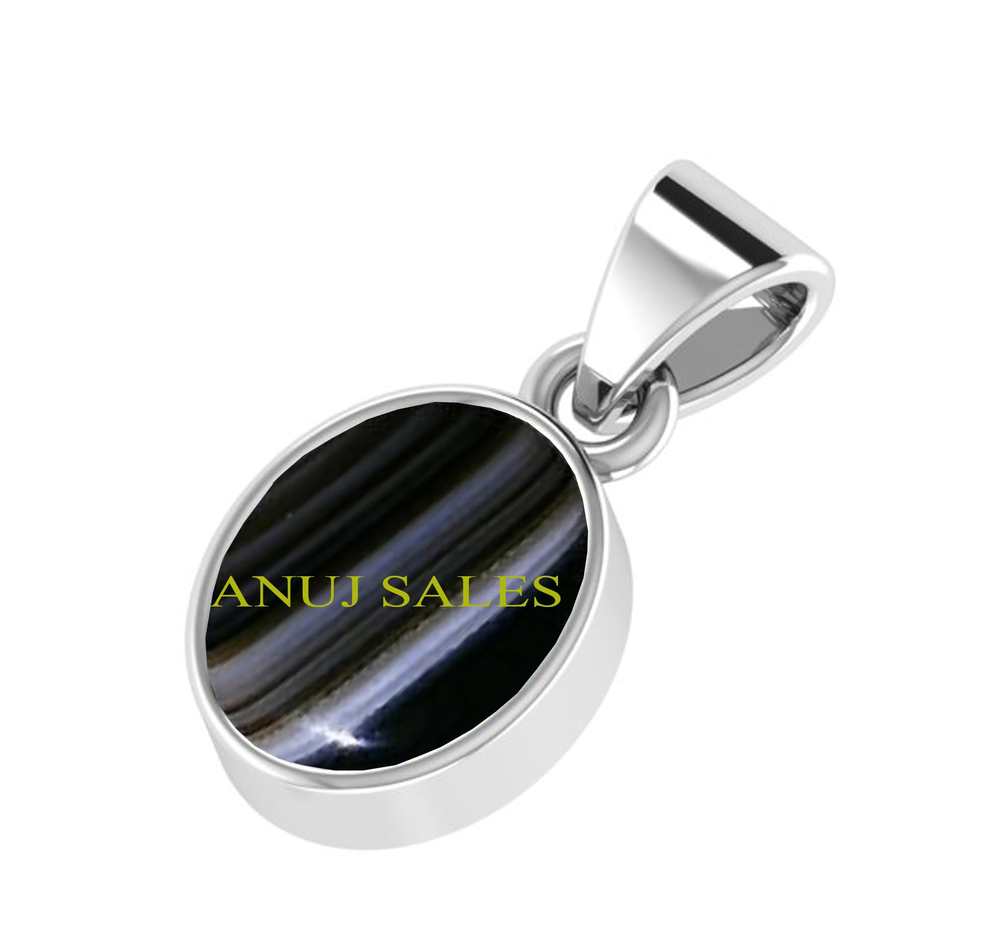 12.25 Ratti 11.25 Carat Black Sulemani Hakik Silver Plated Pendant AAA+ Quality Natural Sulemani Hakik/Hakeek Loose Gemstone for Women's and Men's