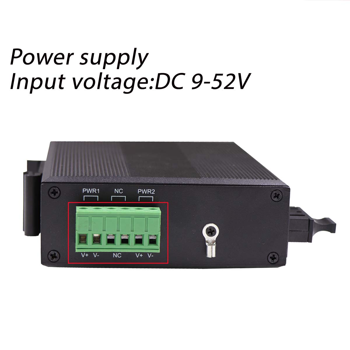 Convertitore in fibra ottica Gigabit Ethernet a 5 porte per esterni, switch di rete DIN Rail industriale 100/1000Base-T a LC fino a 20 km (con ricetrasmettitore SFP)