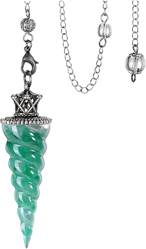 Miniatura 1 de CrystalTears Péndulo de cristal de aventurina verde para curación de adivinación, cristal de punto espiritual, piedra preciosa de resina para