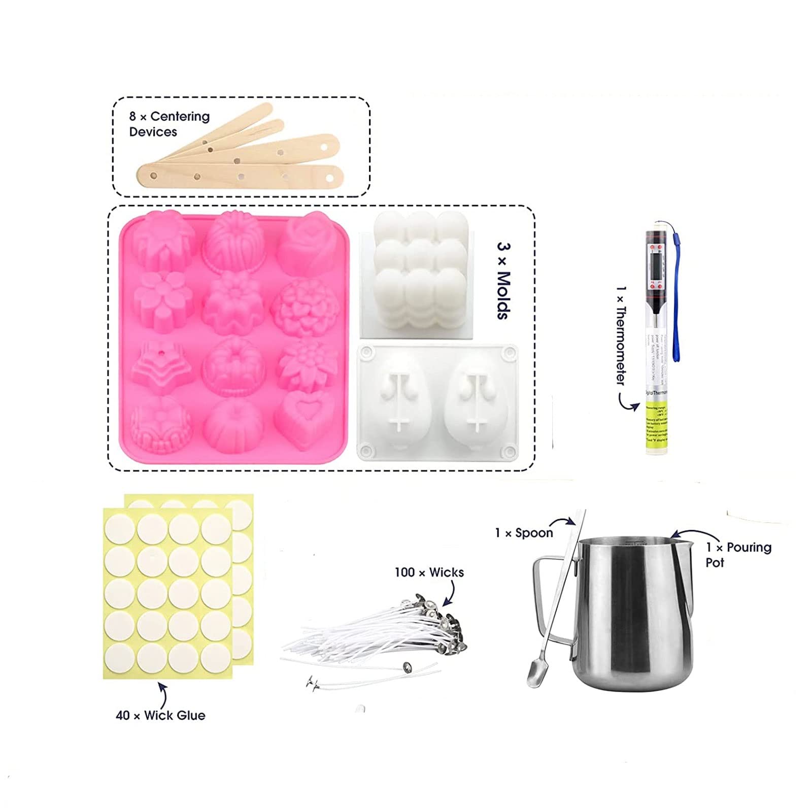 TH0JY-1210 Zestaw do produkcji świec dla dorosłych, materiały do produkcji świec, zestaw upominkowy z pojemnikiem do topienia, wosk pszczeli, knoty do świec, pełniejszy zestaw startowy do tworzenia