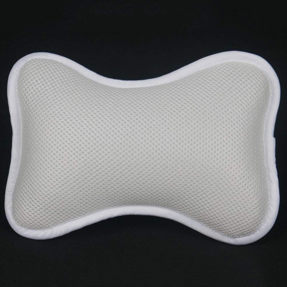 Bathtub Pillow 1 Pcs Soft Bath Pillow with Suction Cups for Neck and Shoulder Support Cushion (White)