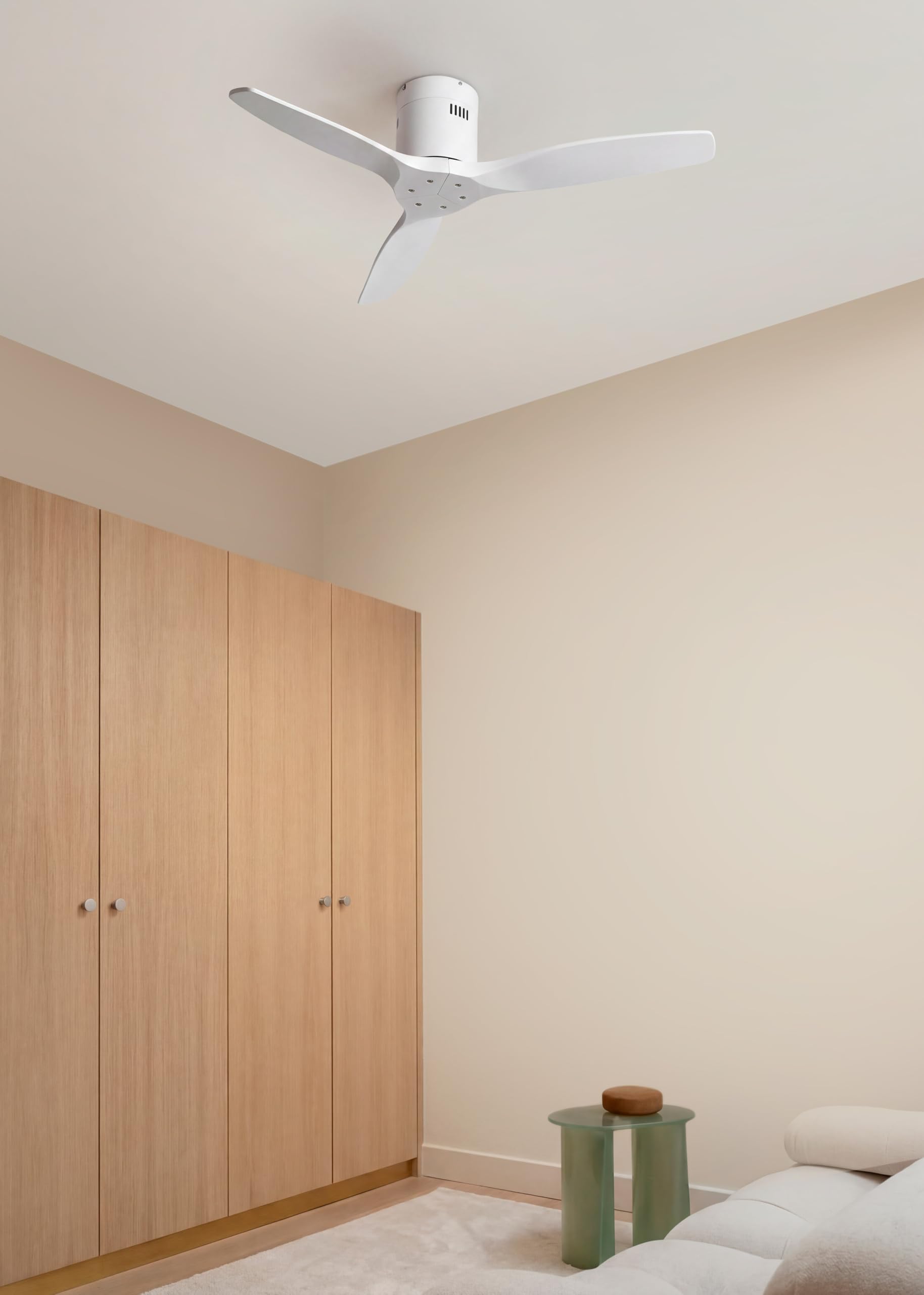 CREATE / WINDCALM NATURAL WOOD S/Ventilador de techo blanco con mando / 40W, Temporizador, Ø112 cm, 6 velocidades, 3 temperaturas de luz, función verano-invierno