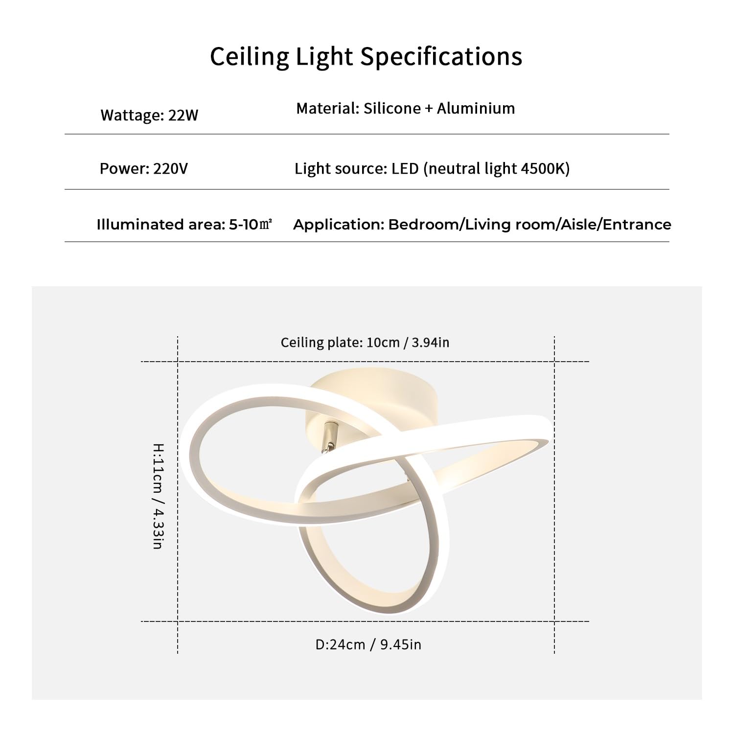 Comely Plafoniera LED, 22 W Lampada da Soffitto Moderna, 4500 K 2500 lm Plafoniere Design Fiore, Lampadario Acrilico Bianca per Cucina Bagno Camera da Letto Balcone Corridoio