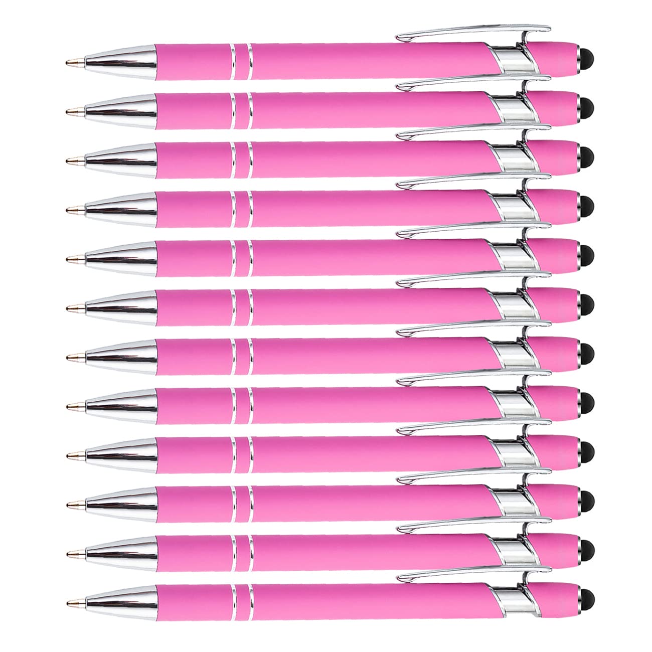 PASISIBICK 12 Pieces Pink Ballpoint Pen with Stylus Tip 2 in 1 Stylus Stylish Pen Premium Metal Stylus — view 6