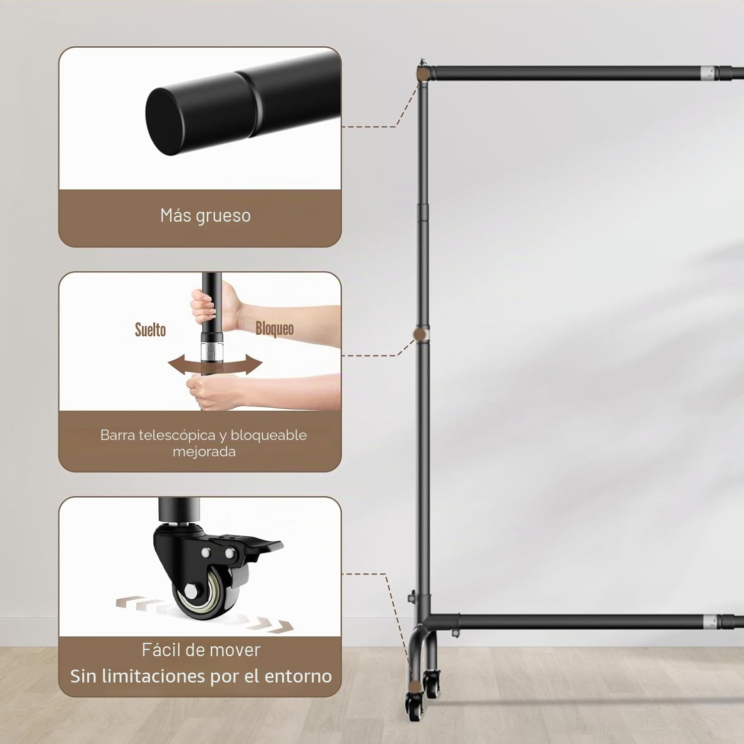 EMART Soporte de Fondo Fotográfico con Ruedas, 3x2,3m Ajustable Sistema de Estudio Fotografía para Studio Retrato de Producto