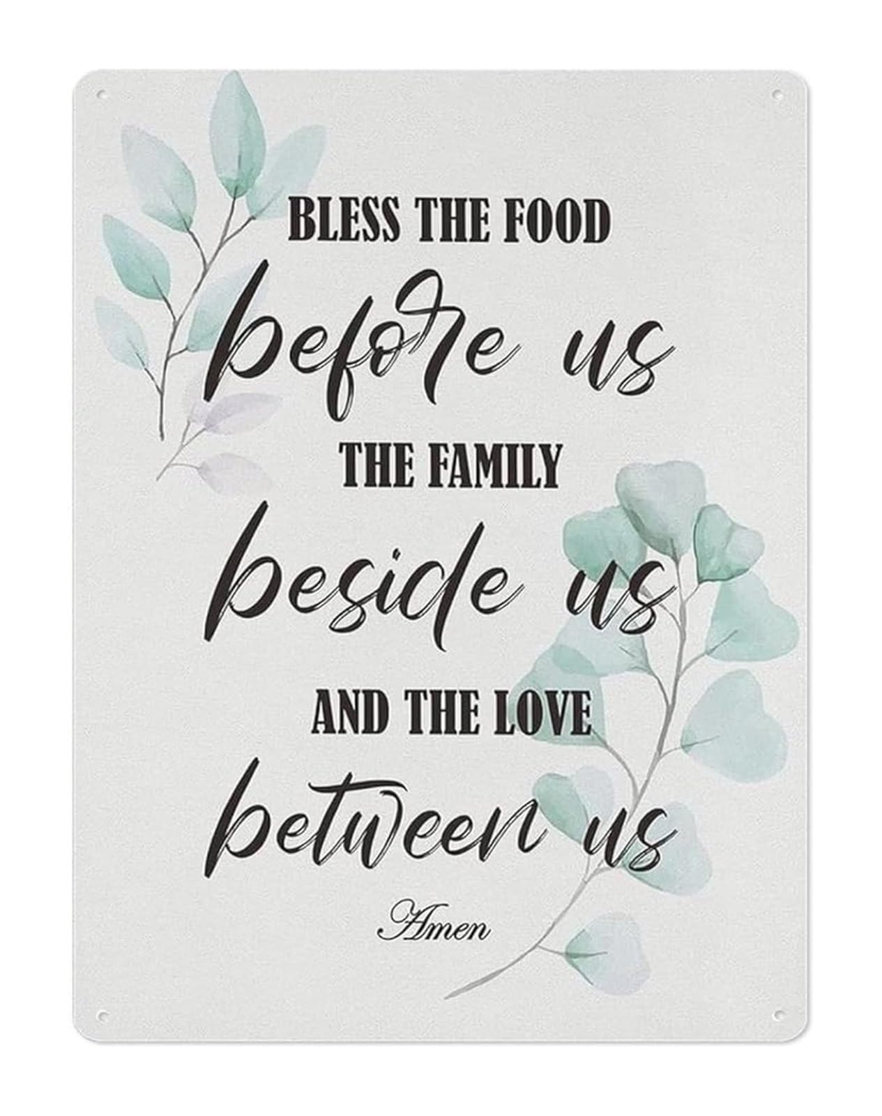 FNYUVNFAF Rustic Kitchen Wall Decor Metal Tin Sign with God Bless the Food Before Quote Farmhouse Dining Room Prayer Sign 8 X 12 inch