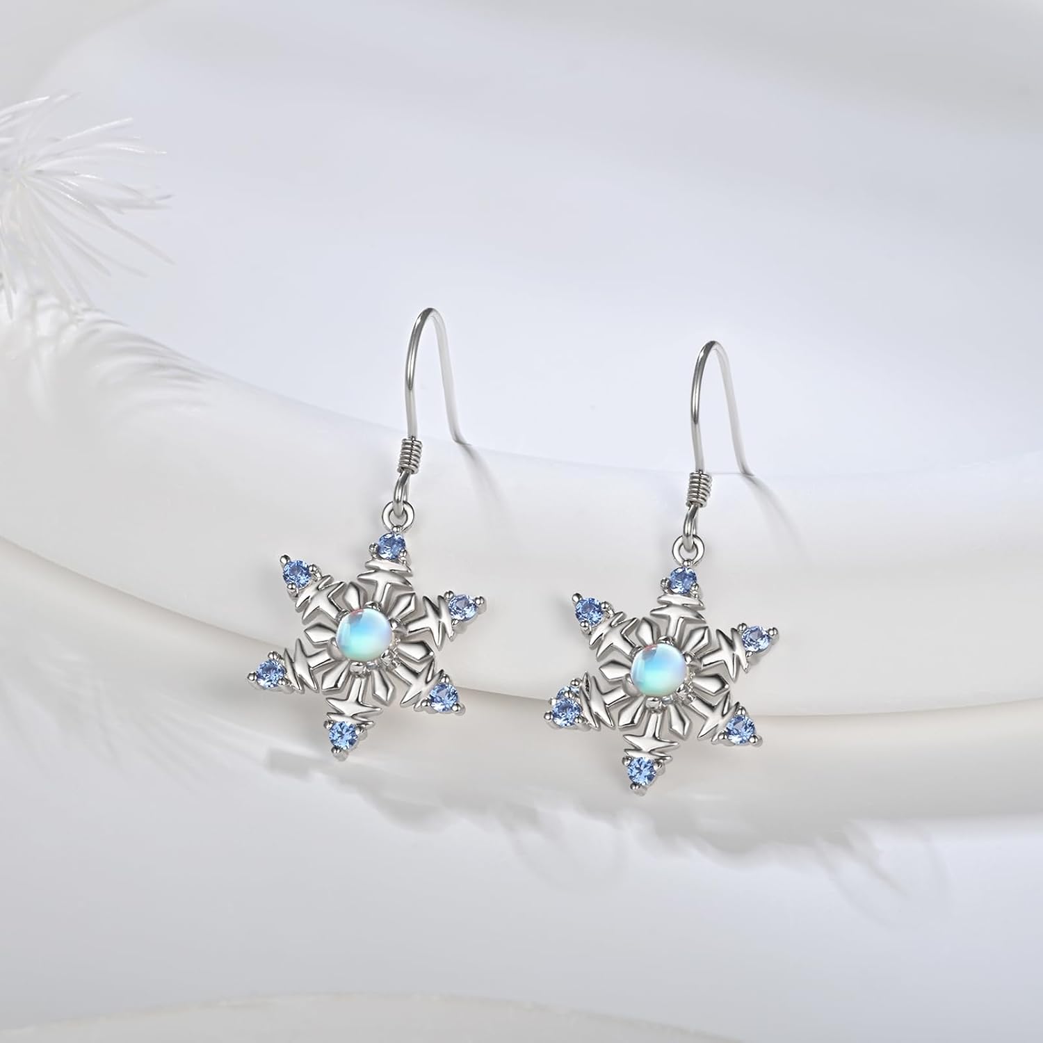 925 Sterling Silver Christmas Earrings Studs Snowflake Jewelry Christmas Gifts for Women Teens - Image 2