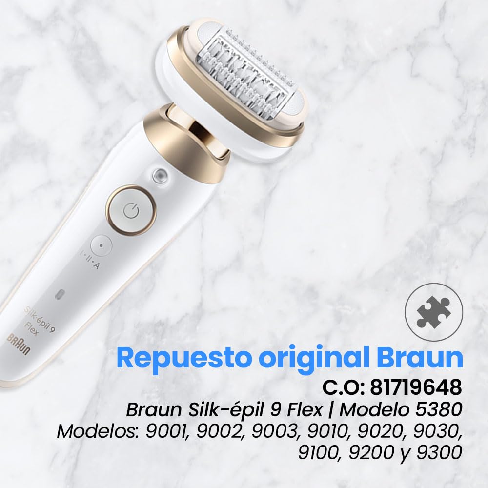 Anakel Home Repuesto Cabezal 81719648 Compatible con Braun Silkepil 9 Flex, Cabezal Flexible, Tecnología Micro-Grip con 40 Pinzas