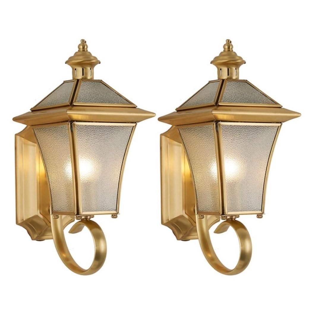 CVdrtyED Outdoor Wall Lights Brass Outdoor Wall Light Glass Exterior Sconce Weatherproof European Lamp for Garden Porch Bar Pathway Durable Porch(2-Pack)