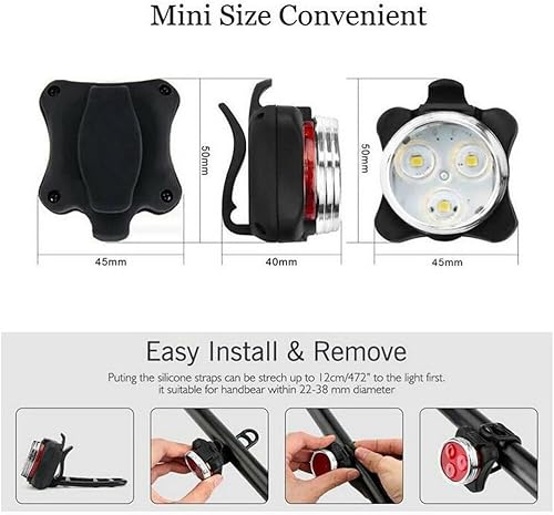 Miniatura 4 de CZKE 3 Led Ciclismo Luz Trasera con USB Recargable Bicicleta Clip Luz Luz Luz Bicicleta Accesorios