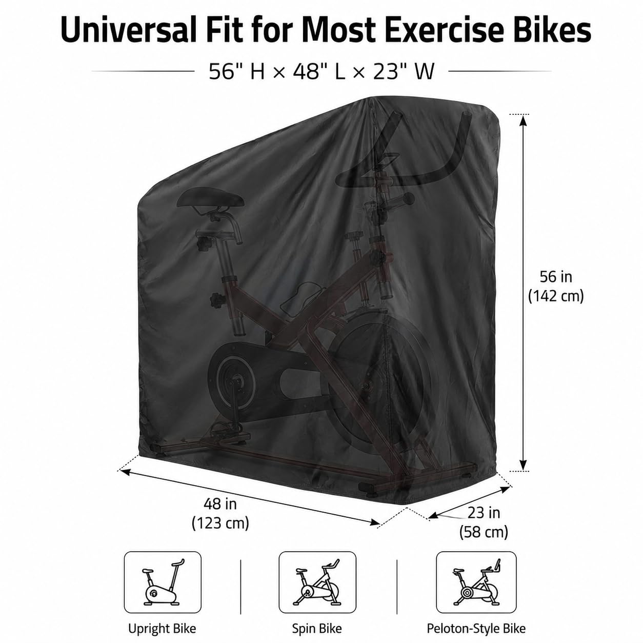 Katai - Funda para bicicleta estática para interior y exterior, impermeable, para bicicleta vertical, spin, peloton, con bolsa