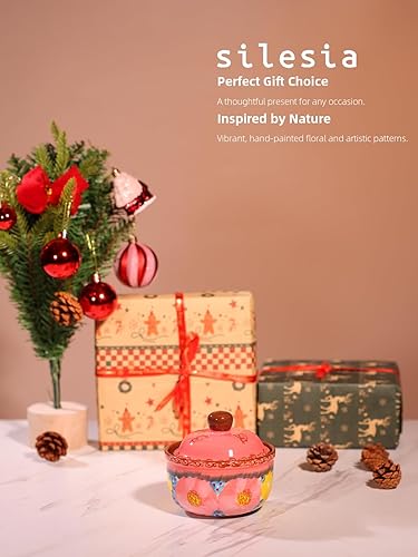 Miniatura 7 de silesia Azucarero hecho a mano con tapa y cuchara, tarro de azúcar de cerámica pintado a mano de 10 onzas para cocina en caja de regalo, decoración