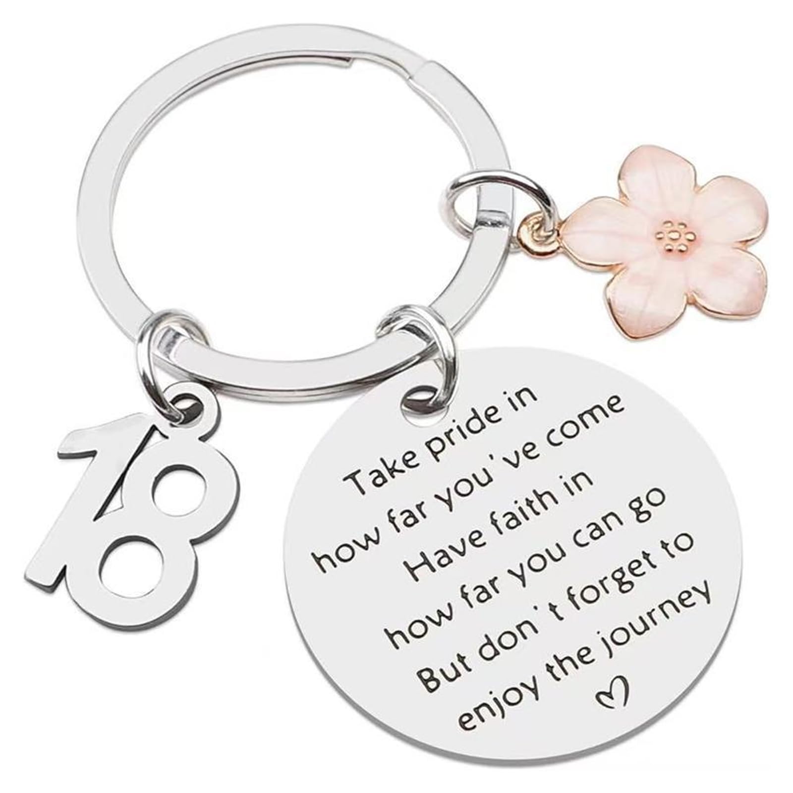 Asrejur Unisex Kids Silver 18Th Birthday Gifts For Girls Keyring,Aesthetic Happy Girls 18Th Birthday Gifts,Cute Fashion Keychain Gifts For 18 Year Old Girl,Unique Key Chain Decorations For Sister,Daughter,Granddaughter