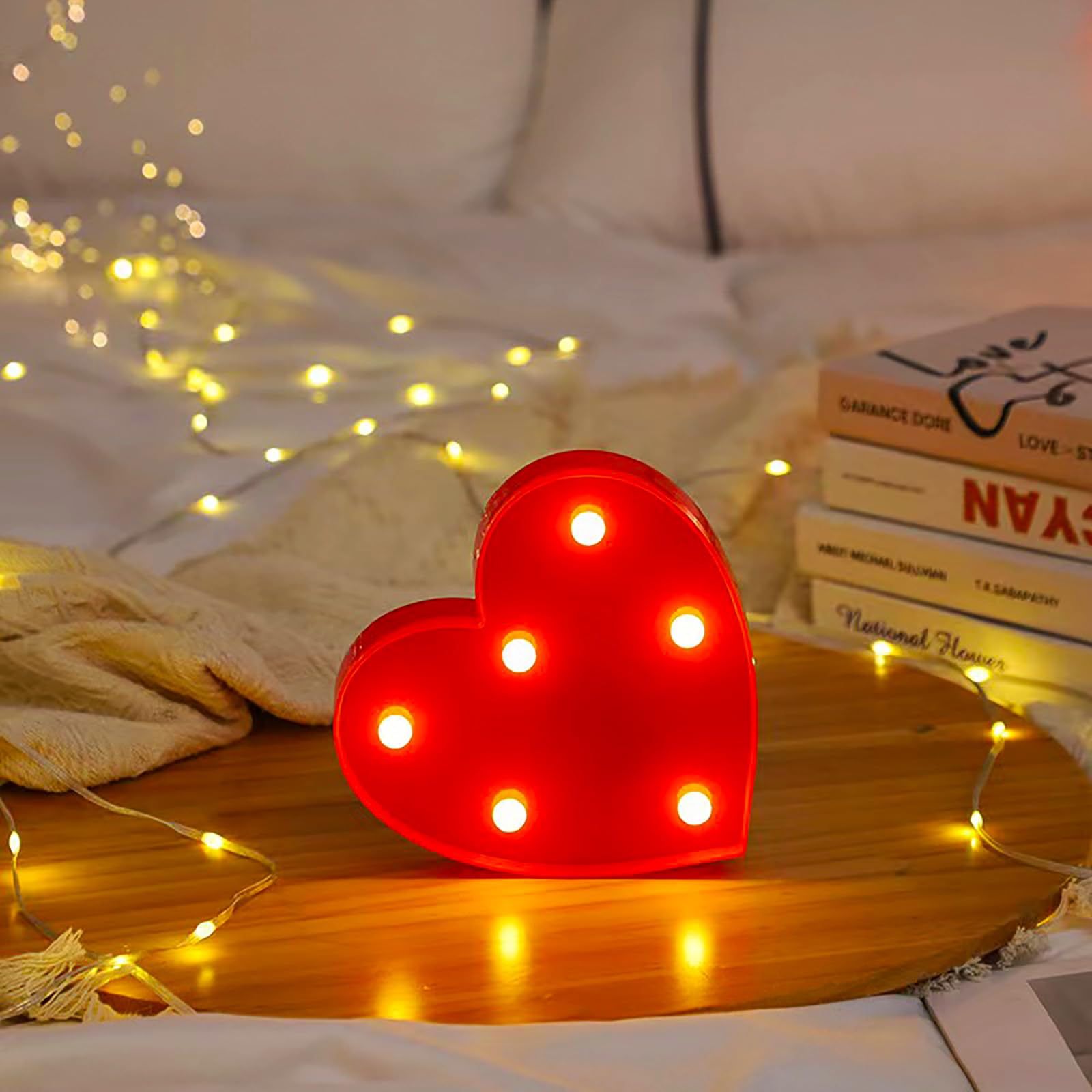 Red Heart Light Up Letter, Love Lighted Sign, Decorative Led Marquee Letters, Battery Powered LED Letter Lights for Night Light Engagement Wedding Birthday Party Photo Props Club Bar Home Wall Decor — image 1