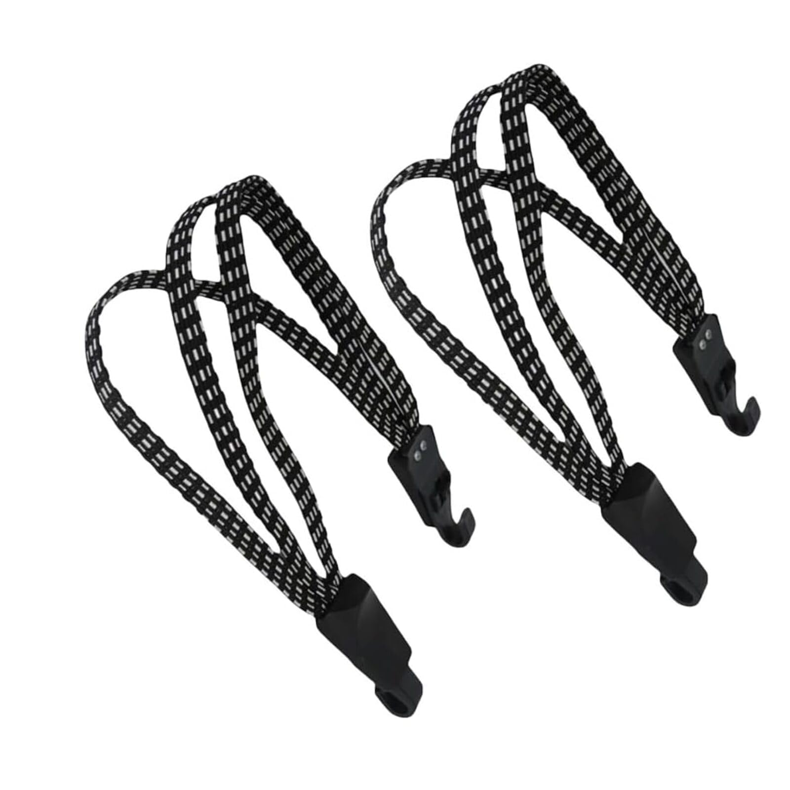 2 Pack Heavy Duty Bungee Cords, 60cm Flat Elastic Bike Straps with Double J-Hooks, Stretchable to 120cm Luggage Ropes for Bicycles, Motorcycles, Camping & Outdoor Transport