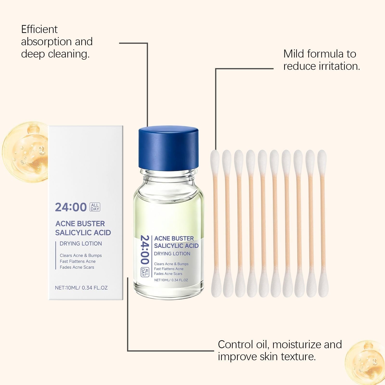 Siero per imperfezioni cutanee, Lozione secca con acido salicilico | Siero di precisione per imperfezioni cutanee, cura viso per imperfezioni taglianee, cura mirata viso per imperfezioni