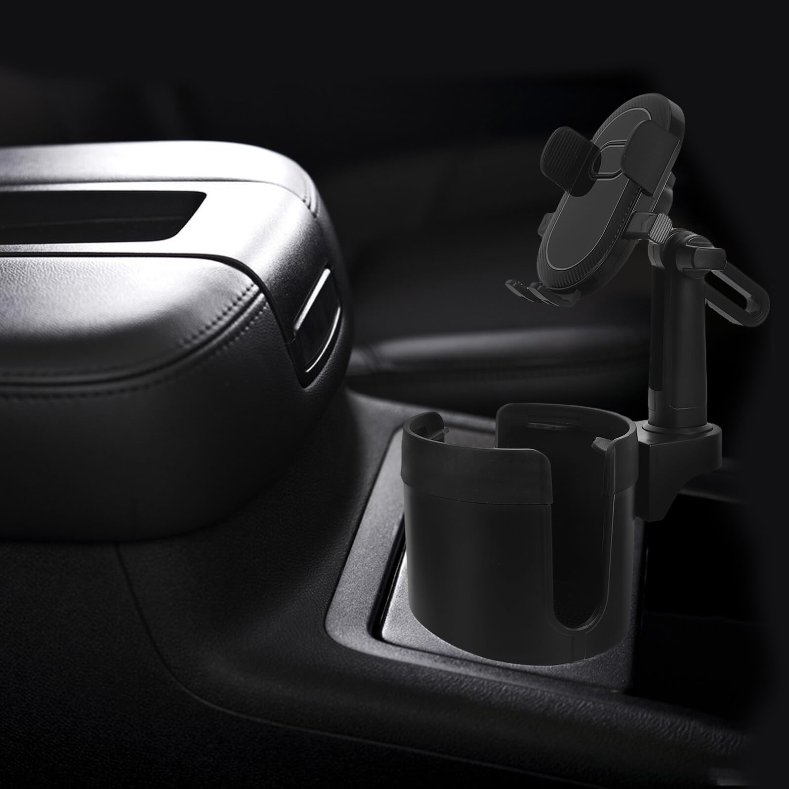 GARVALON Supporto Auto Cellulare con Porta Bicchiere Clip Stabile in Plastica Resistente Organizzatore per Smartphone e Bevande Accessorio Auto Multifunzionale per Navigazione e Sicurezza