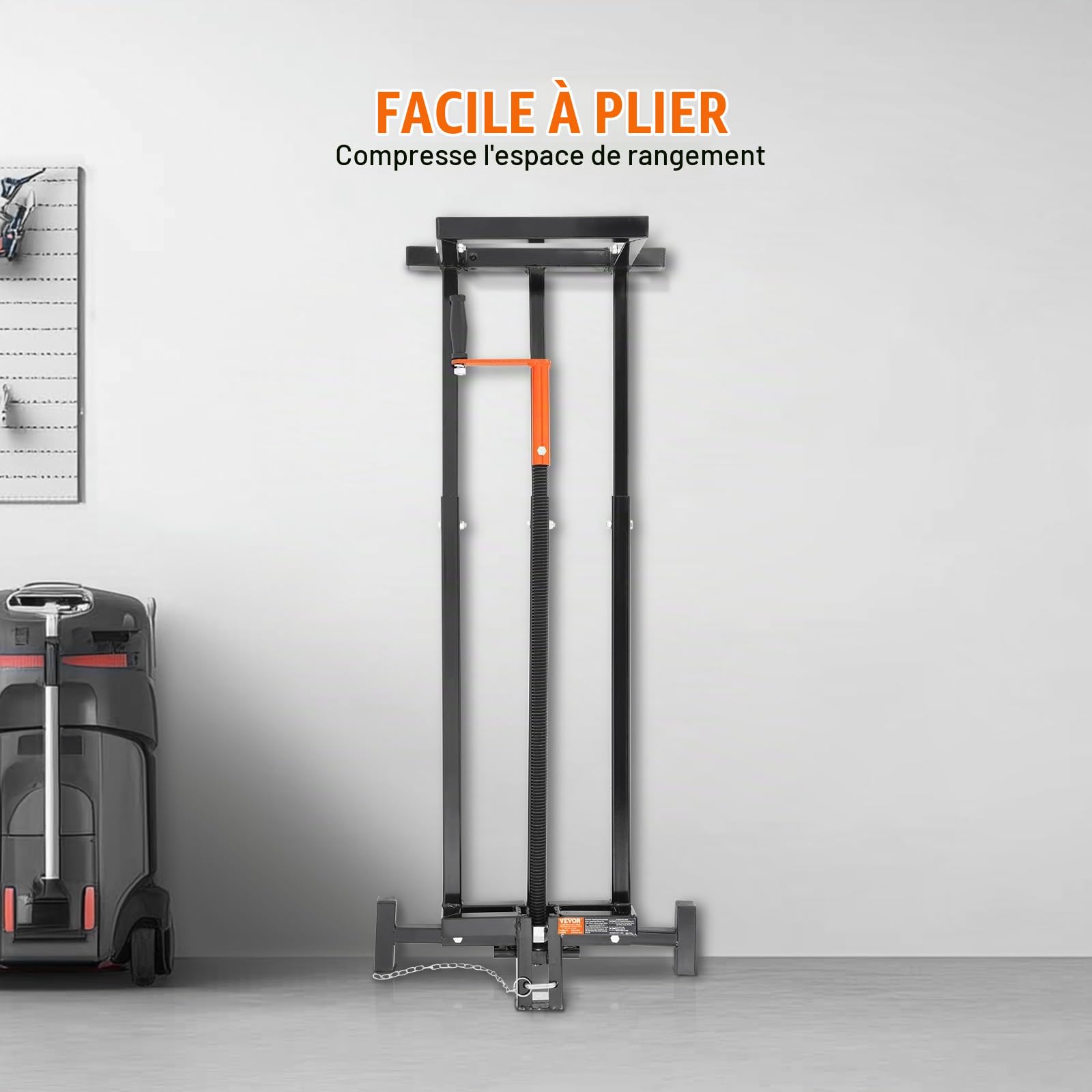 VEVOR Lève Tondeuse Autoportée Capacité de Charge 399,1 kg, Cric à Vis pour Tracteur-Tondeuse Télescopique, Élévateur pour Tondeuse à Gazon avec Manivelle et Poignée d'Outil Électrique, Jardin, Noir