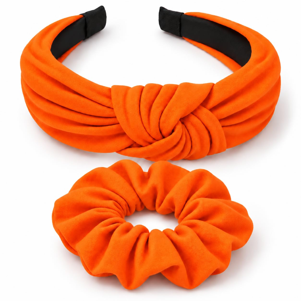 Orange Fall Headband and Scrunchie Set – Matching Hair Accessories for Women & Girls for Fall Halloween Thanksgiving Orange Headband and Scrunchie