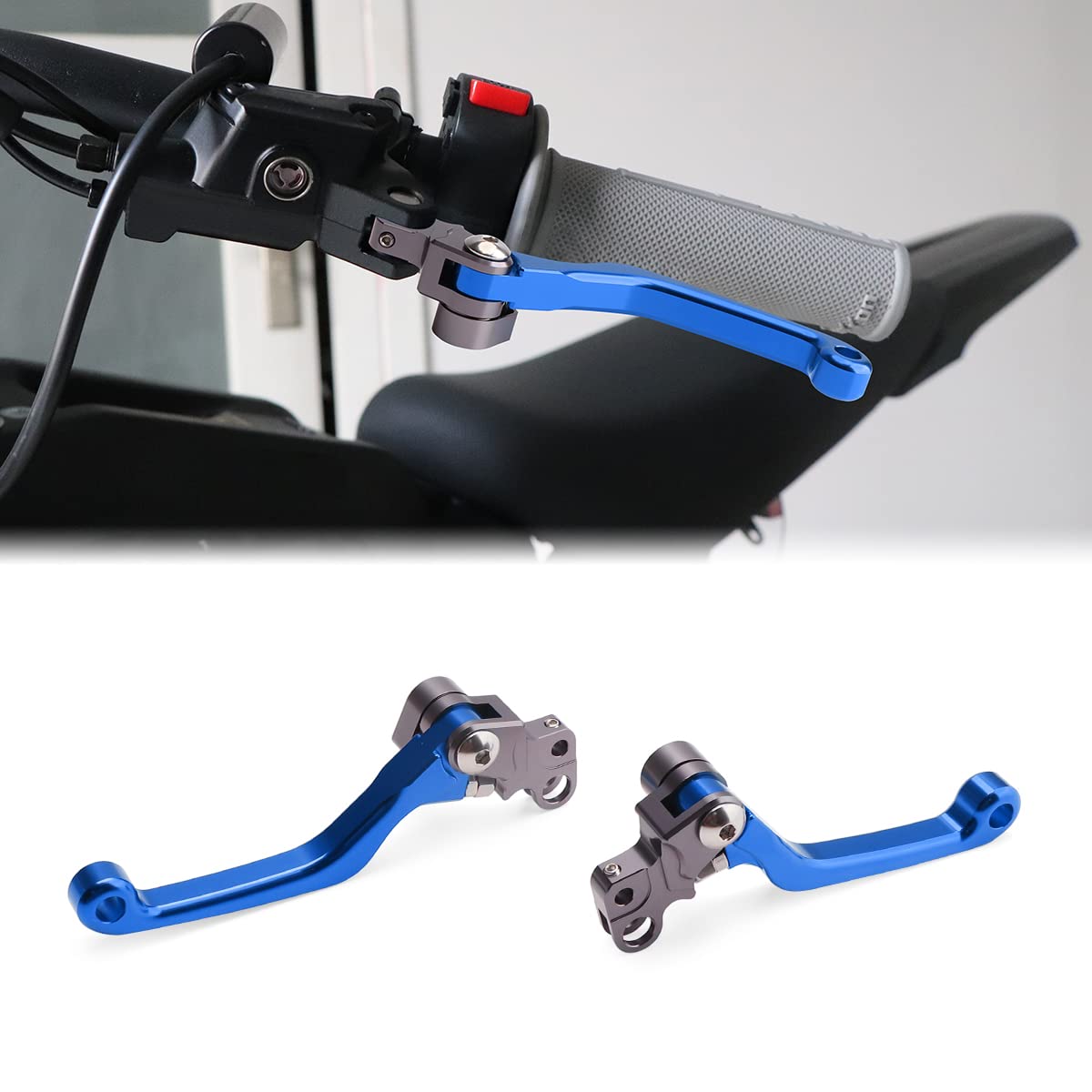 JESTOP Dirt Bike Clutch & Brake Lever Set, Adjustable Pivot for Sur Ron Light Bee Segway X260 X160, 6061 Billet Folding Left & Right Hand Set (Blue)