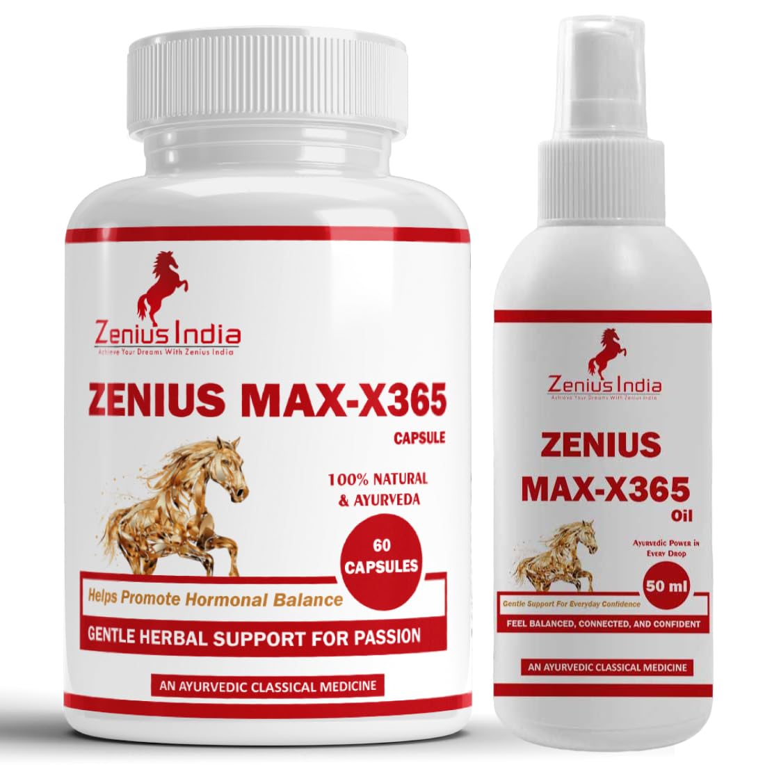 Zenius MAX-X365 Combo Kit | Ayurvedic Testosterone Booster Supplement and Ayurvedic Massage Oil for Men with | Improves Strength, Stamina and Energy | 60 Capsule and 50 Ml Oil-image-18