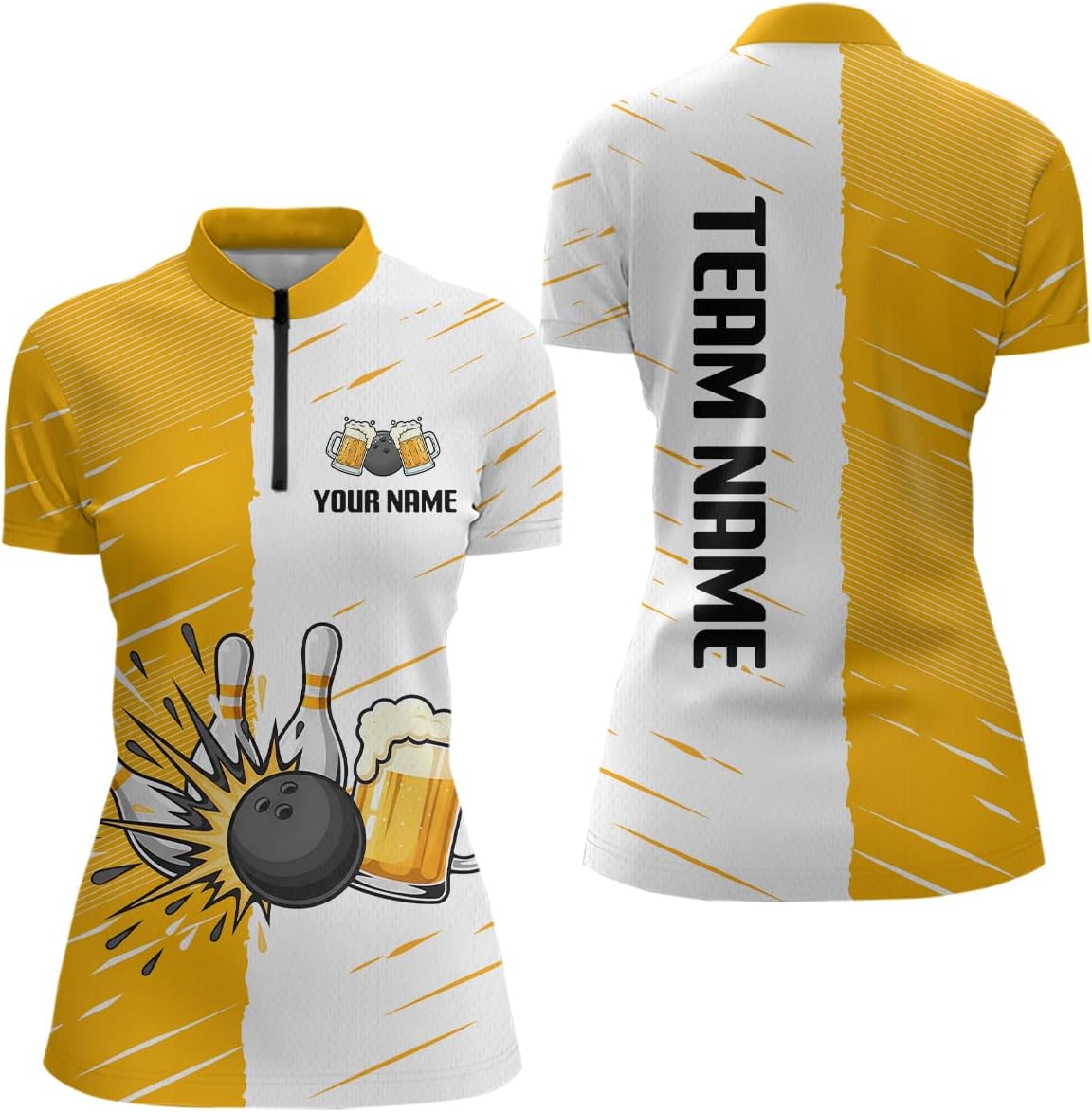 Beer Bowling Shirts for Men Women Team Funny Beer Bowling Jersey Custom Bowling Polo and Zip Bowling Shirts