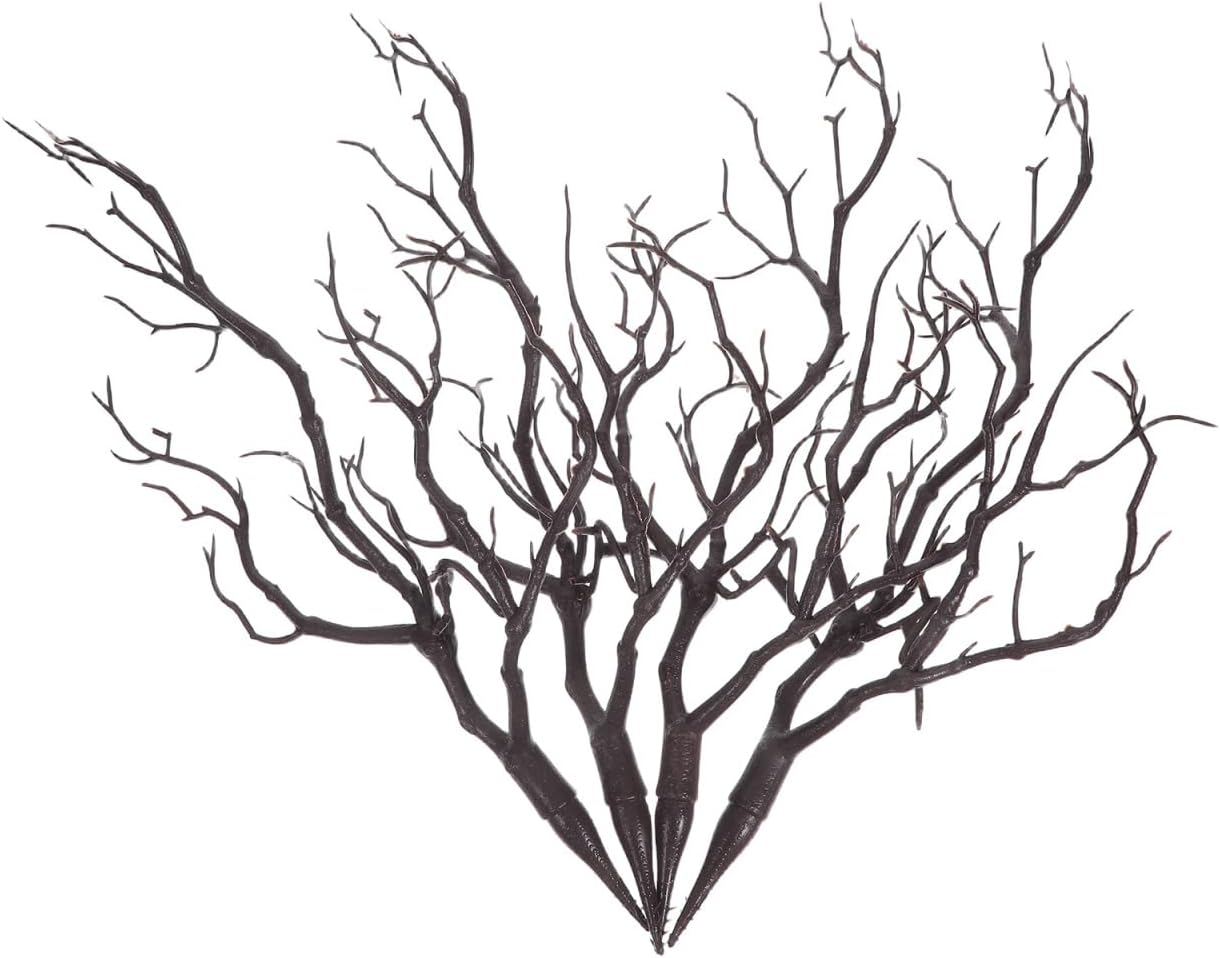 LIFKOME Artificial Antler Dried Tree Branches 13.76'' Art Witch Antler Branch Decorative Plant Twigs Plastic Dry Branches Decor for Wedding Christmas Party Home Supplies Brown 4pcs