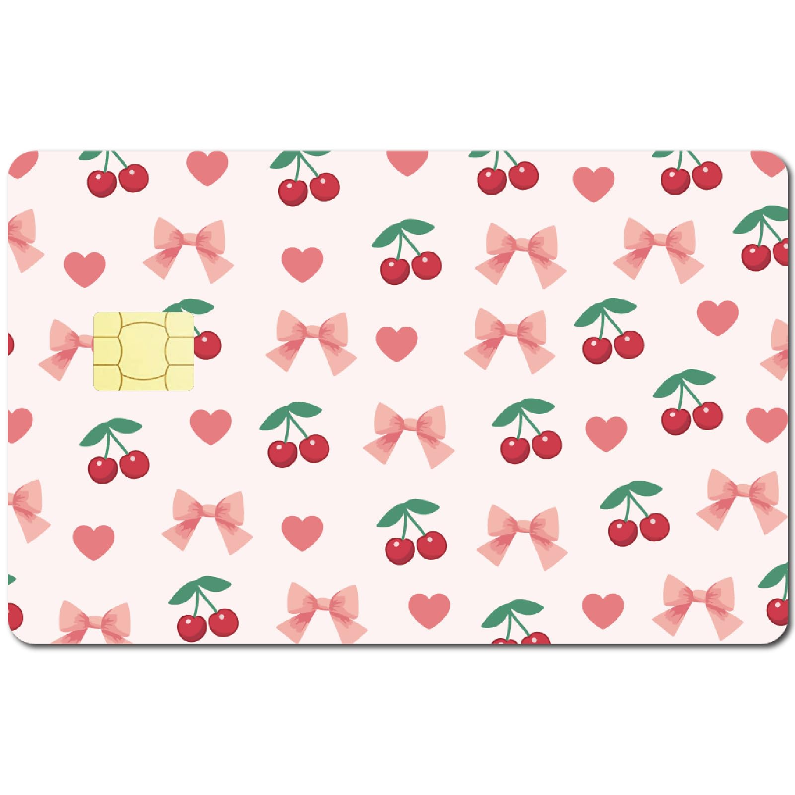 CREATCABIN 4Pcs Credit Card Skin Debit Card Sticker Pink Cherry Bow Personalizing Card Decor Waterproof Removable Bank Card Protecting Sticker for Credit Card Holders 3.3x2.1in