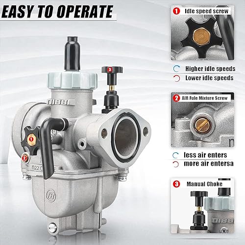 Miniatura 6 de Kit de carburador NIBBI PE22mm de 22mm para motores SSR de 110 cc, 125 cc y 130 cc de motocicletas para bicicletas de tierra, bicicletas Pit, ATV, 4