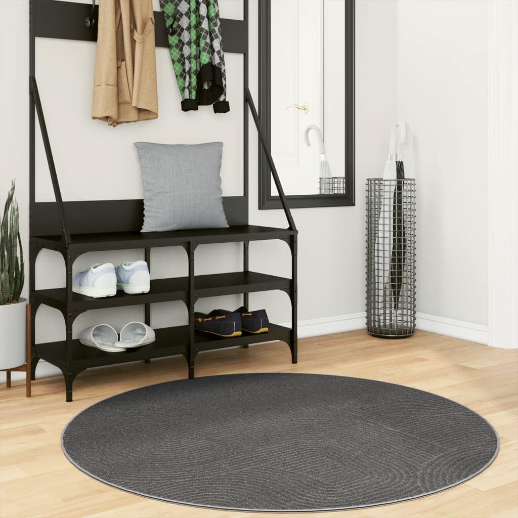Tapis IZA Poils Courts Style scandinave Anthracite Ø 120 cm,Maison & Jardin,Décorations,Tapis,2.5 kg-375435