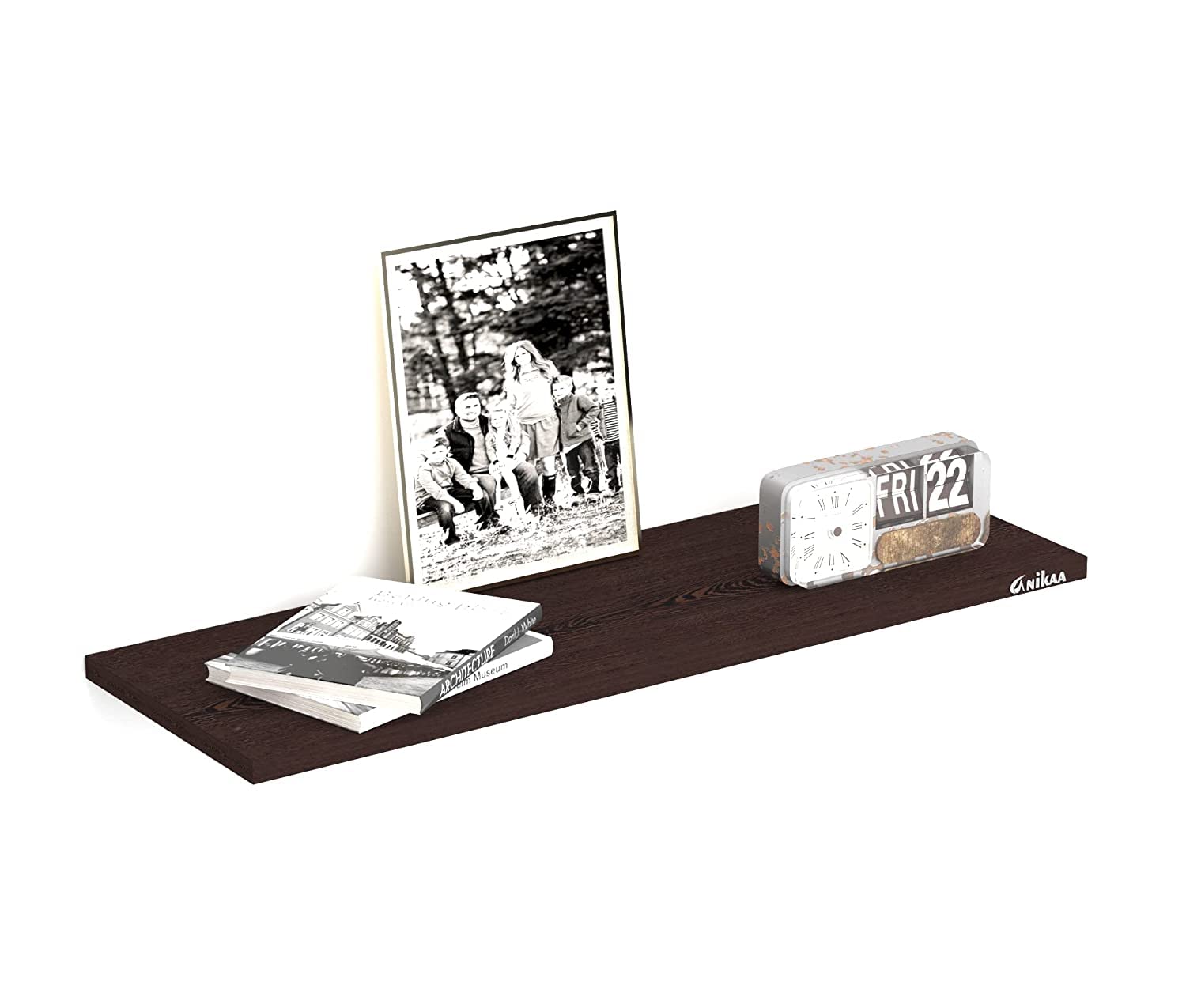 Anikaa Vozaa Engineered Wood Wall Decor Floating Shelf/Engineered Wood Shelves/Storage Display Rack Wall Shelf for Living Room Bedroom Office (Wenge) [LxBxH(CM): 40x23x1.7]