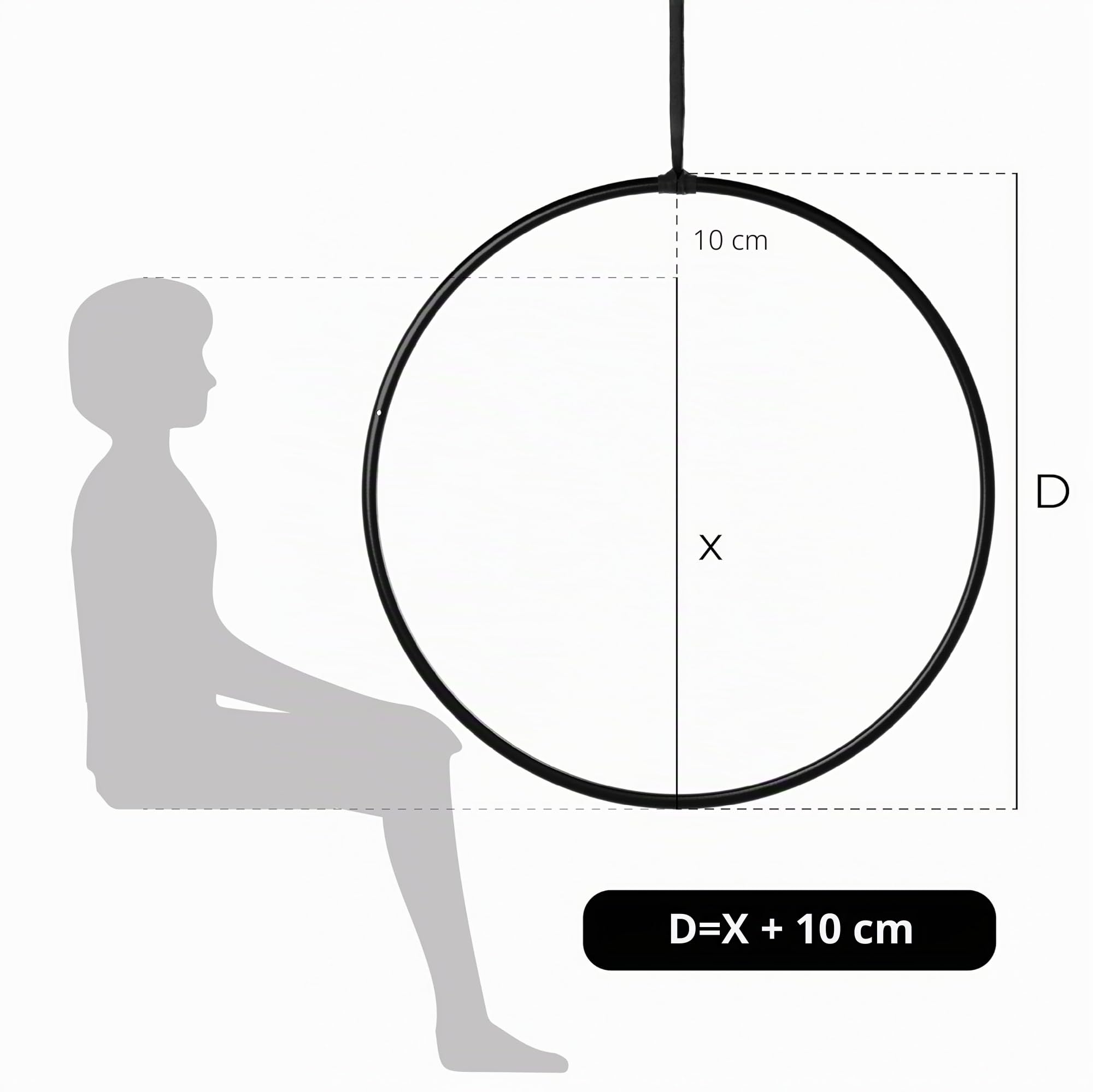 Play Juggling - Cerceau aérien pour Les disciplines aériennes et l'acrobatie - Diamètre 85 à 110 cm - Fixations : Plaque, Crochet, Sangle, Poutre et Plafond - pour l'acrobatie, la Lyre, Le Yoga