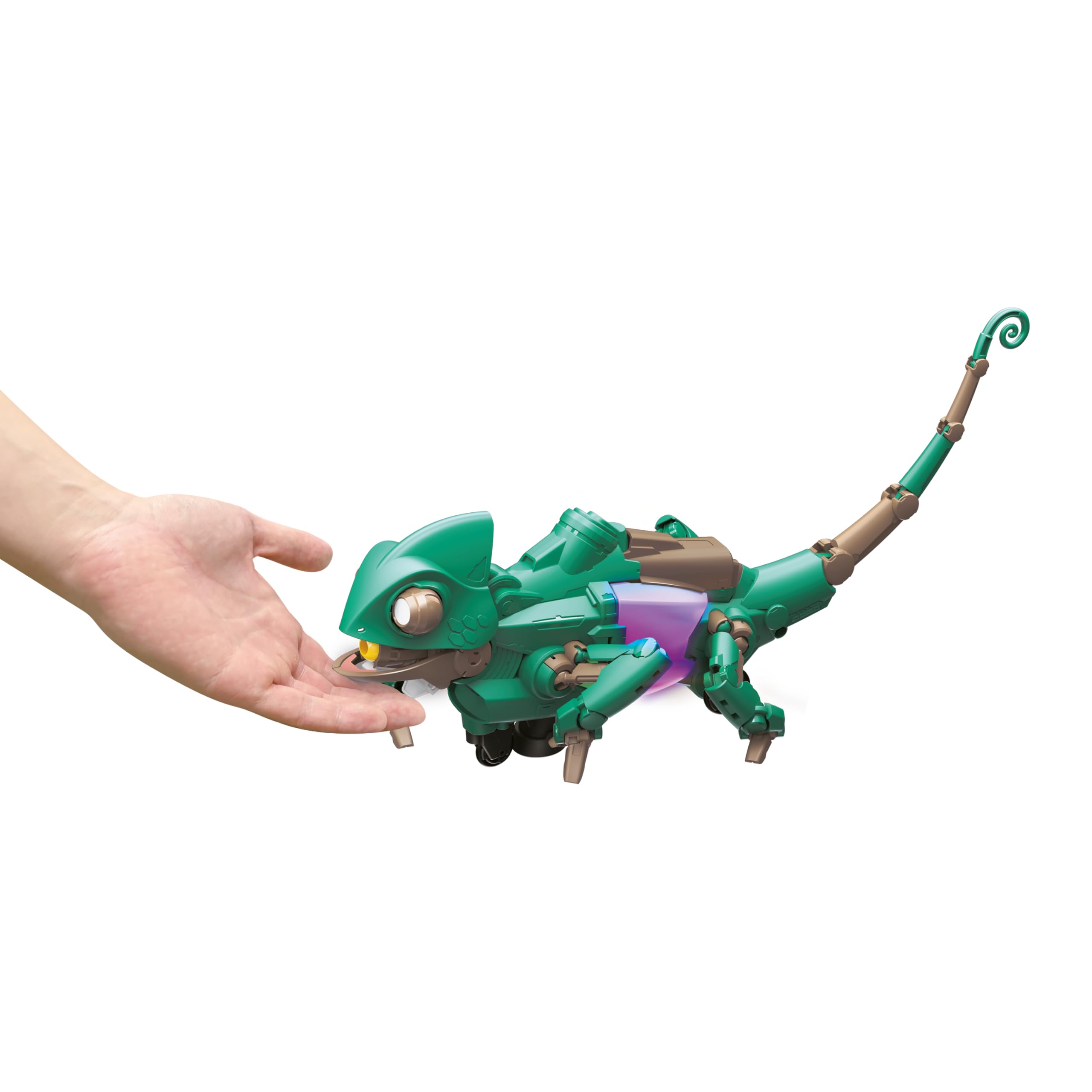 CONSTRUCT & CREATE Camaleonte Robotico Kit Costruzione, Experiment Set Reagisce ai Colori, Giocattolo STEM Codifica, Lingua Scattante, Robot Interattivo da Montare, Regalo Bambini 10+