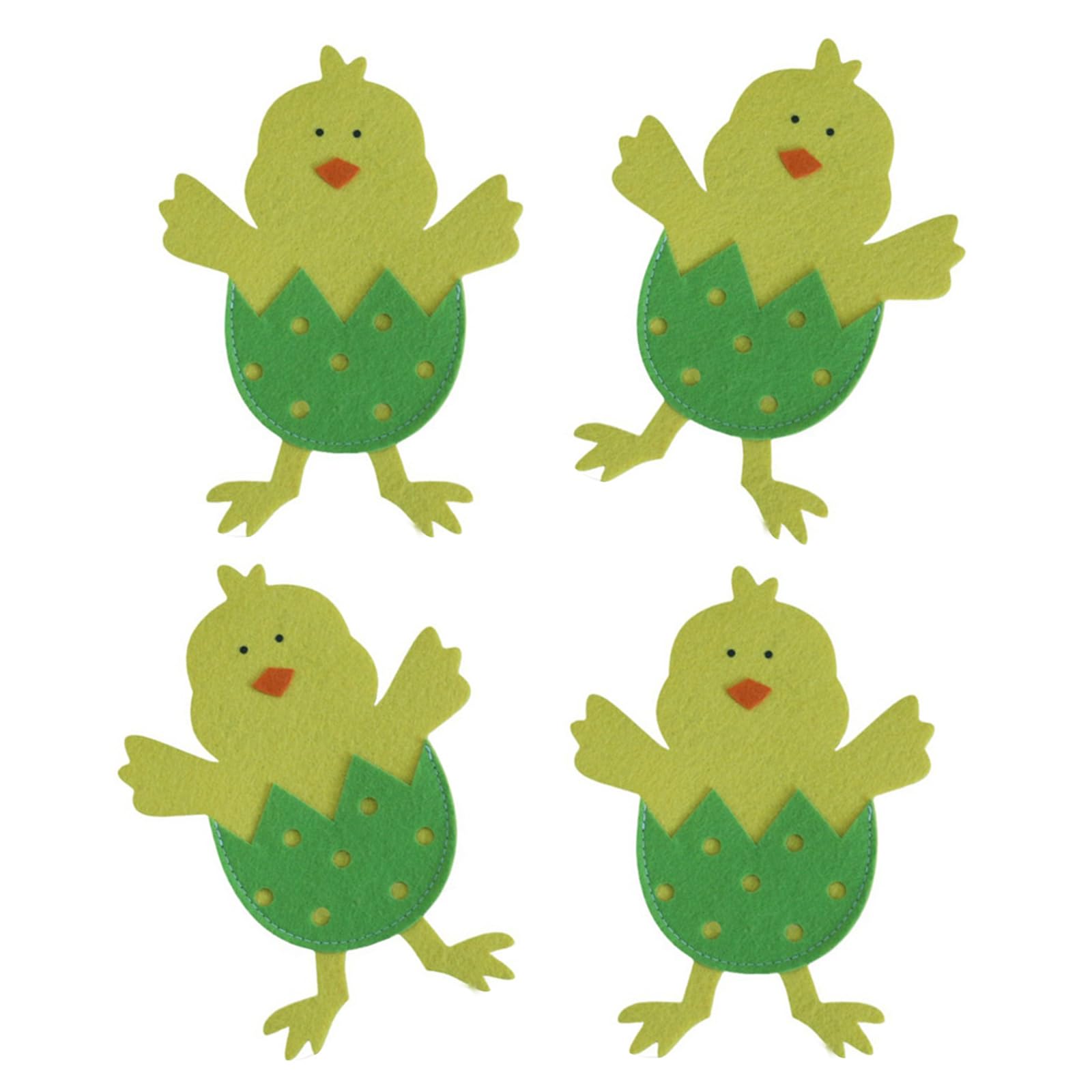 Hsioluted 4Pcs Eleagnt Easters Chick Utensils Pouches Delicate Chick Cutlery Storage Bags for Easters Celebration Gatherings Restaurant Table Setting