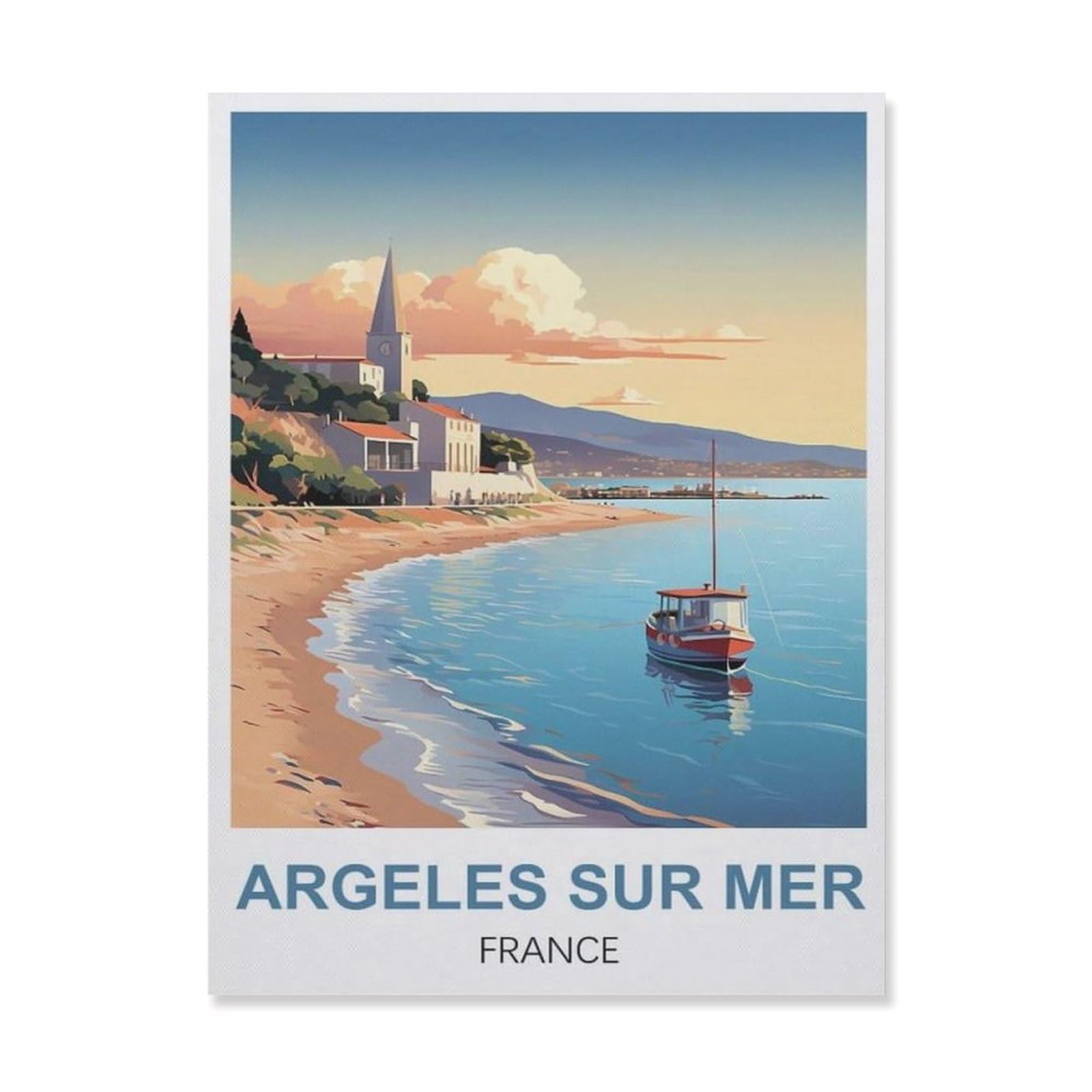 Funny Metal Tin Sign Wall Decor，Argeles Sur Mer France(20x30cm）