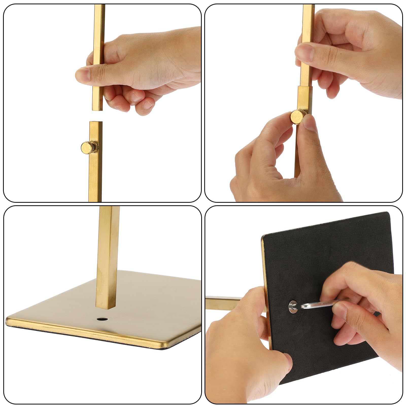 2pcs Présentoir de sac à main en métal réglable hauteur 34-67CM support de sac présentoir de collier pour magasin, maison (type 2, doré)
