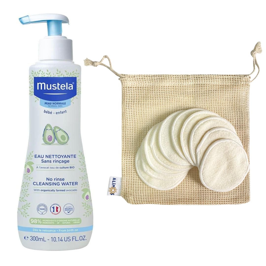Alimos Bébé Acqua detergente senza risciacquo 300 ml con tamponi riutilizzabili in cotone di bambù