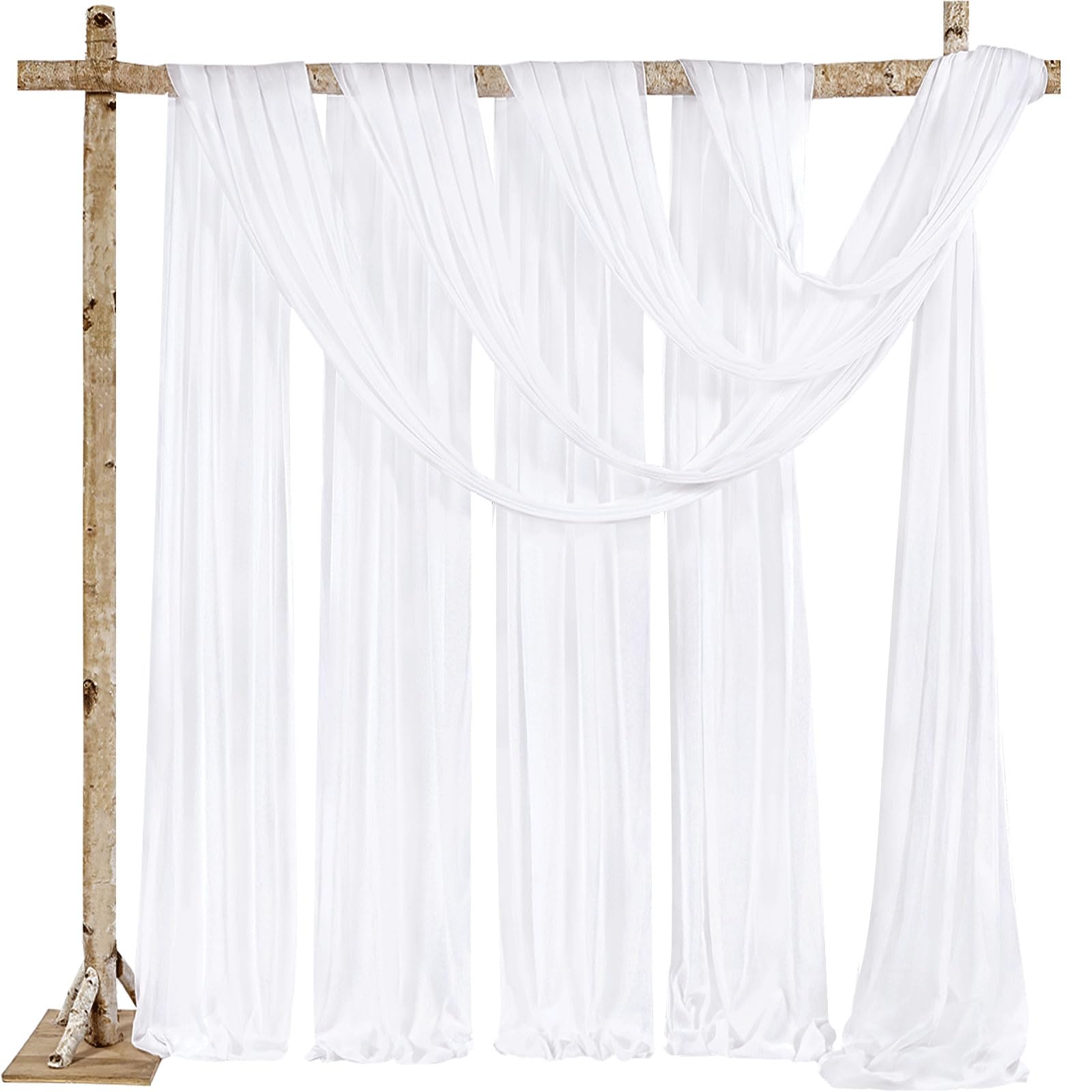 SoarDream White Wedding Arch Draping Fabric: 4 Panels Backdrop Curtains for Wedding Party