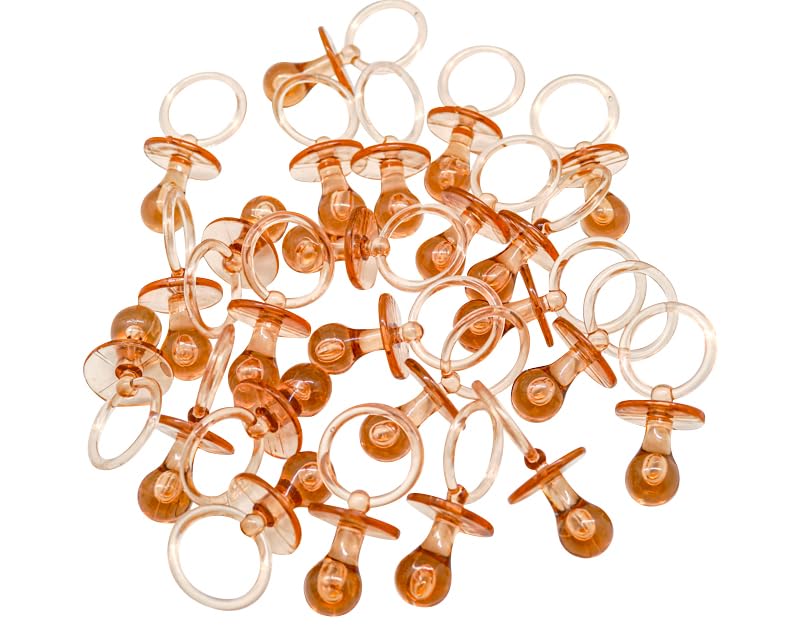 Image of 2.5 inch Baby Pacifier Party Favors, 36 Pieces, Gender Reveal Shower Decorations, Boy Girl Gender Neutral Table Scatter, DIY Party Games Decor (Tan)