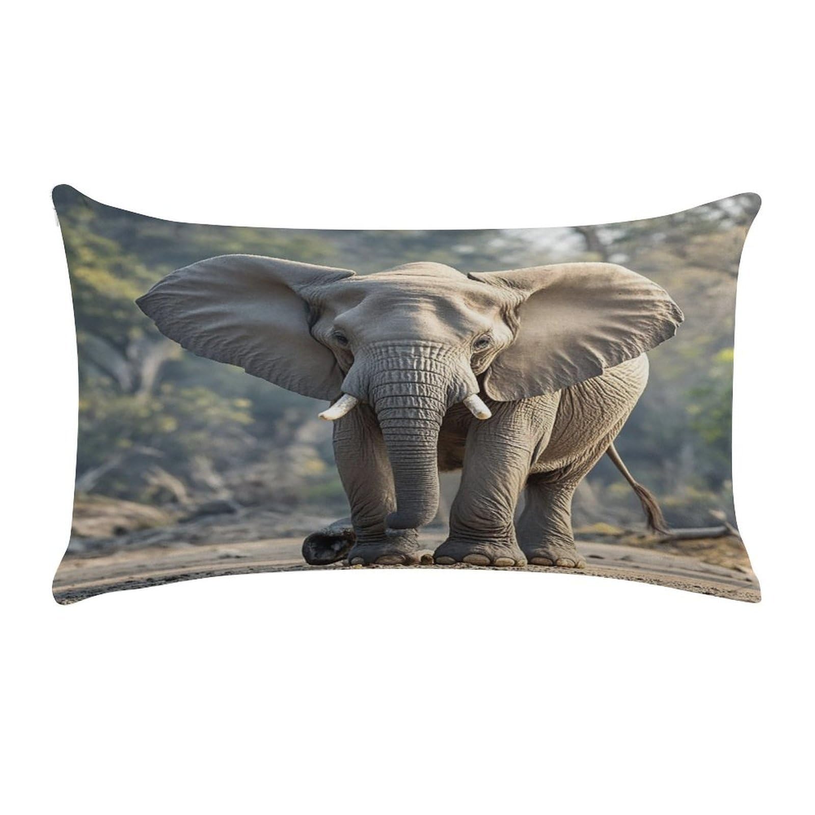 VstaDank Elephant Pillow Cover Pillowcase for All Seasons Short Plush Body Pillow Case Soft Cozy Fuzzy Lumbar Long Pillow Cover for Bed Sofa Bench 20 X 12 Inches